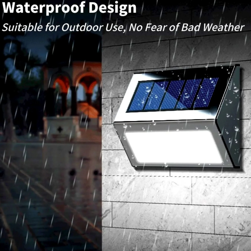 Solar-Stufenleuchte aus Edelstahl mit 3 LEDs, wasserdicht, korrosionsbeständig und umweltfreundlich, Wandleuchte für Gartenzaunwand