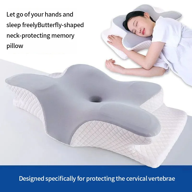 Sunmmer-almohada de memoria para dormir en frío, almohada de algodón con memoria de rebote lento, almohada para el cuello, almohada de mariposa, almohada cervical