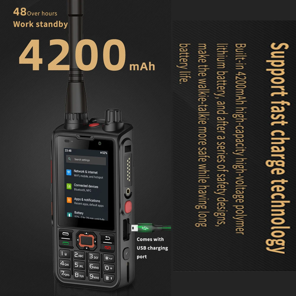 ANYSECU 4G Network Radio W6PRO Android 10 Work with Real-ptt Zello WIFI UHF 400-480mhz DMR Digital Radio