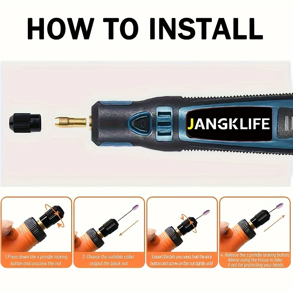 JANGKLIFE-Kit de herramientas rotativas inalámbricas USB, pluma de grabado para carpintería, bricolaje para joyería, Mini Taladro Inalámbrico de vidrio y Metal