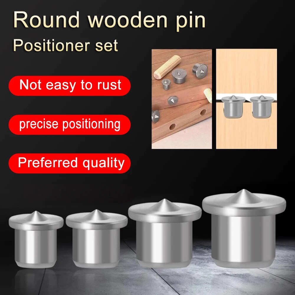 8pc Panel Möbel Positionierung Holzbearbeitung runde Holz Zapfen Schwarz Top DIY Silber Locator Holz Pin Center Punch Werkzeug set