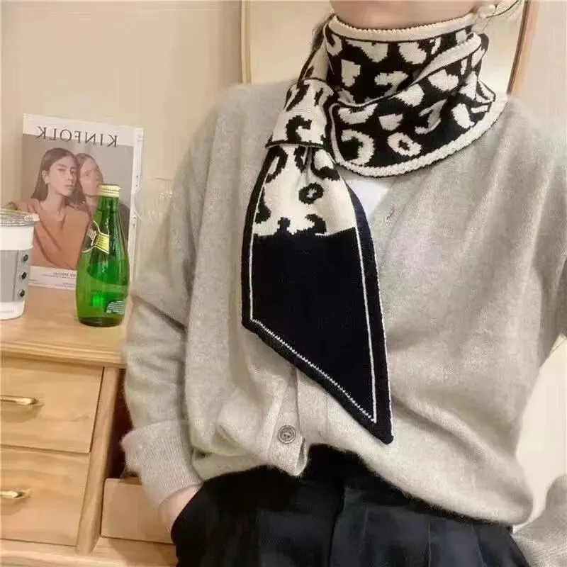 Lenço instantâneo de malha dupla moda xadrez cachecol feminino outono inverno grosso quente ao ar livre pescoço cachecol 110*11cm