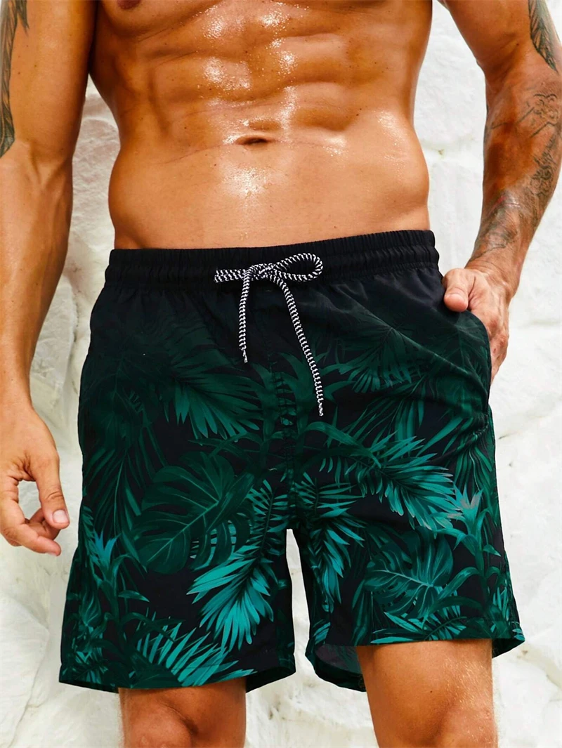 Mode Palm Blätter Grafik Strand Shorts Für Männer Sommer Trend Urlaub 3D Gedruckt Kurze Hosen Casual Streetwear Badehose