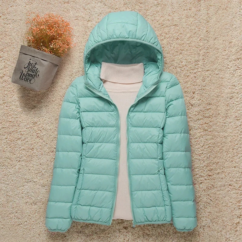 Ropa de mujer abrigos de plumas chaqueta ligera de plumón corta con capucha para mujer 2024 Otoño Invierno nuevas chaquetas genuinas finas ajustadas