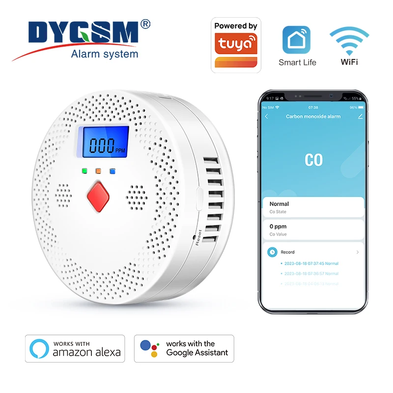 Tuya WiFi Smart Kohlenmonoxid-detektor Alarm 85dB Sound Warnung LCD Digital Display Hause Innen Echtzeit CO Monitor vergiftung