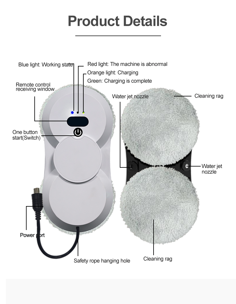 PuRuiKai Verneveling Ultradunne robotstofzuiger Glazenwassersrobot Glazenwasser Elektrische glazen afstandsbediening voor thuis