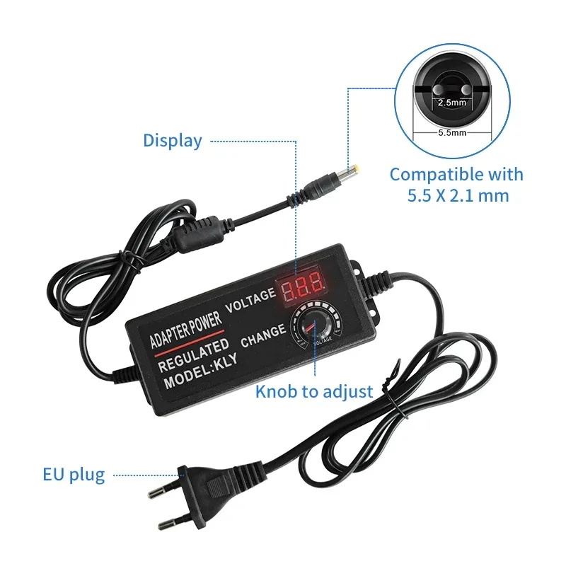 AC Adjustable Power Adapter 1 V-24 V 3 V-36 V 3 V-24 V 24 V-36 V 5 V-12 V 3 V-12 V ต่างๆแรงดันไฟฟ้าแหล่ง DC สําหรับ 2835 5050 5730 LED Strip