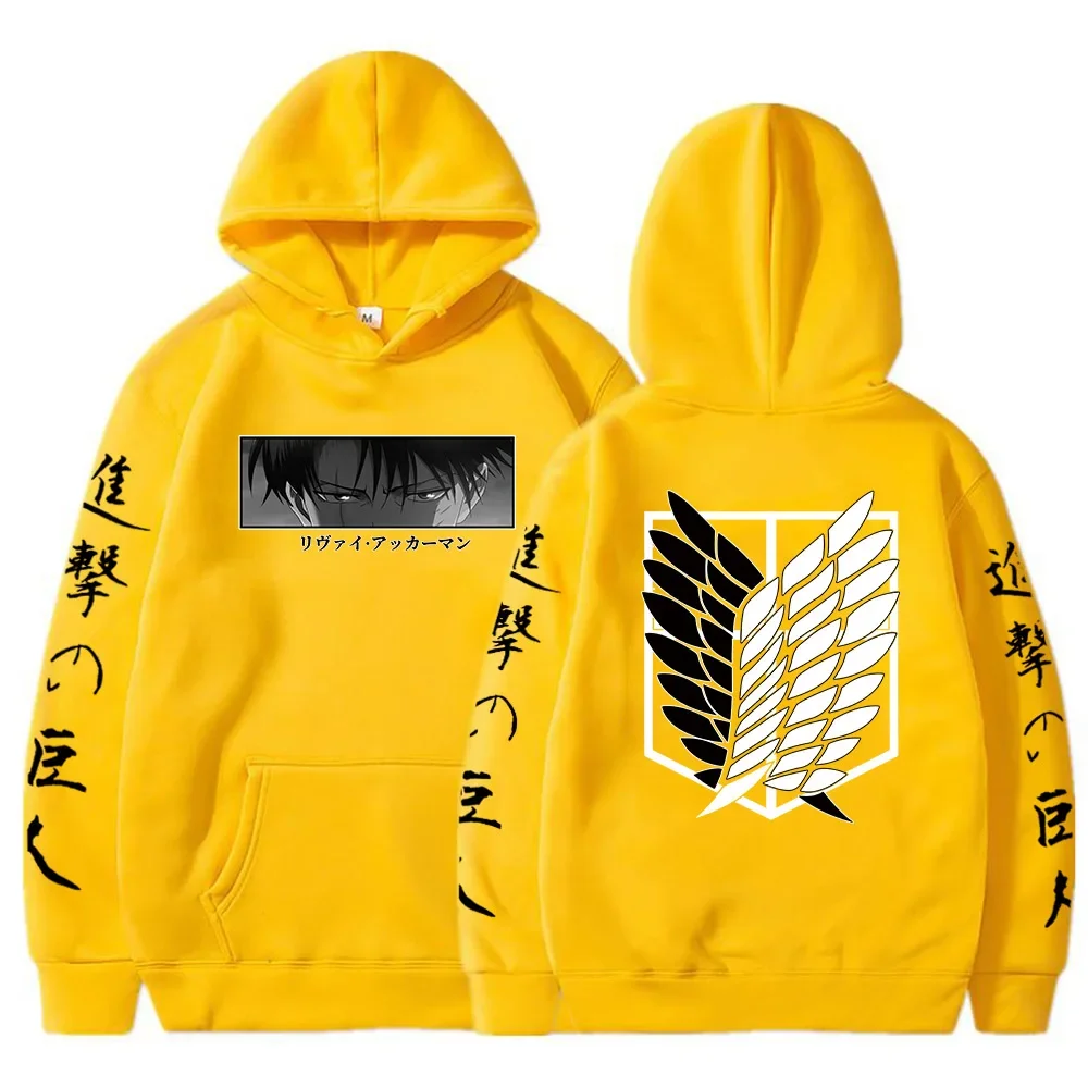 Sudadera con capucha con estampado de Anime Attack on Titan Levi Kyojin No Shingeki, jersey Harajuku de talla grande para hombres y mujeres