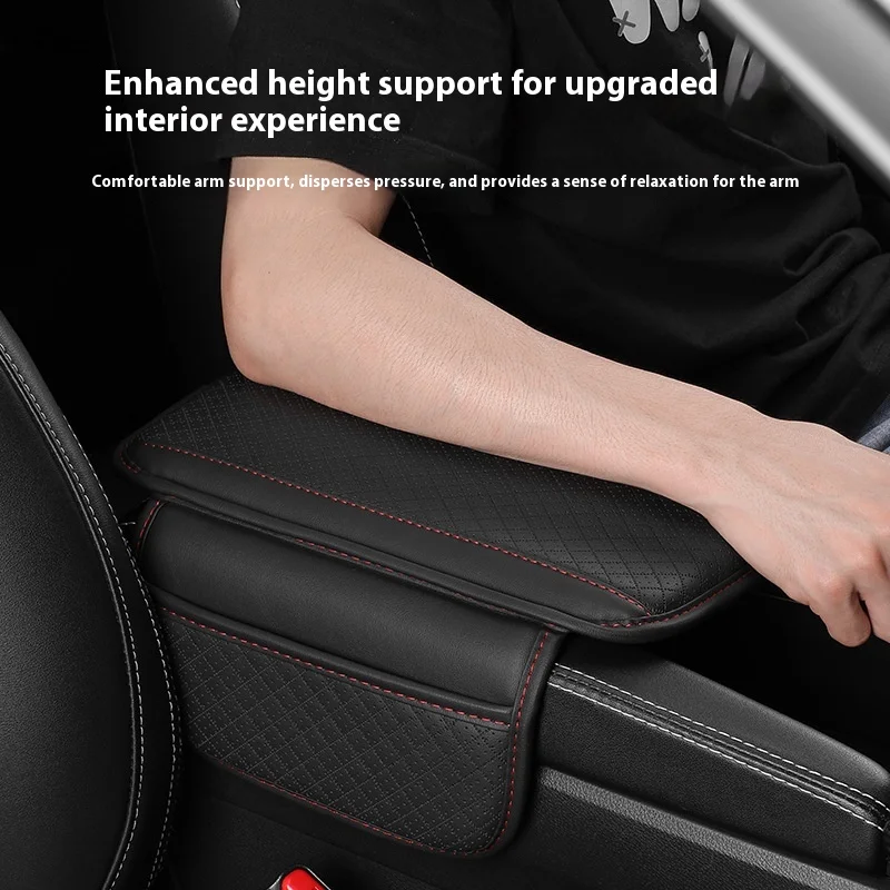 Lederen auto-armsteun Box Pad Memory Foam Armsteun middenconsole beschermhoes met opbergvak Elleboogsteunkussen