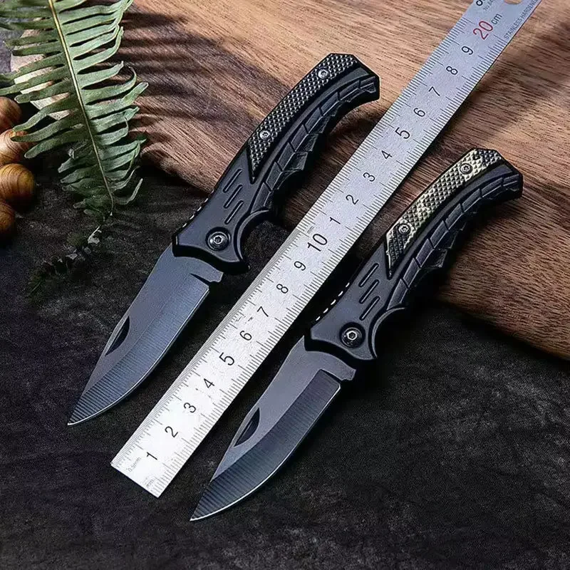 Cuchillo plegable de acero inoxidable, cuchillo para filete, barco de pesca, accesorios de pesca con fácil de llevar, mango de PP para cortar carne y acampar
