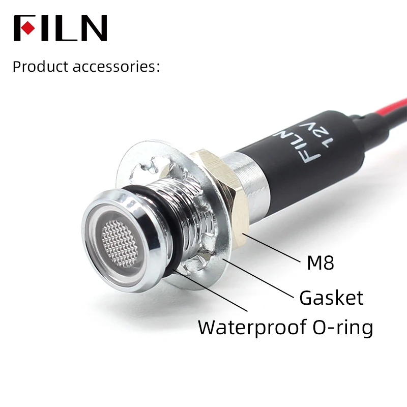 FILN 8 mét LED ánh sáng bảng điều khiển gắn đầu phẳng màu đen vỏ kim loại mini 12 v 24 v 110 v 220 v với 20 cm cáp
