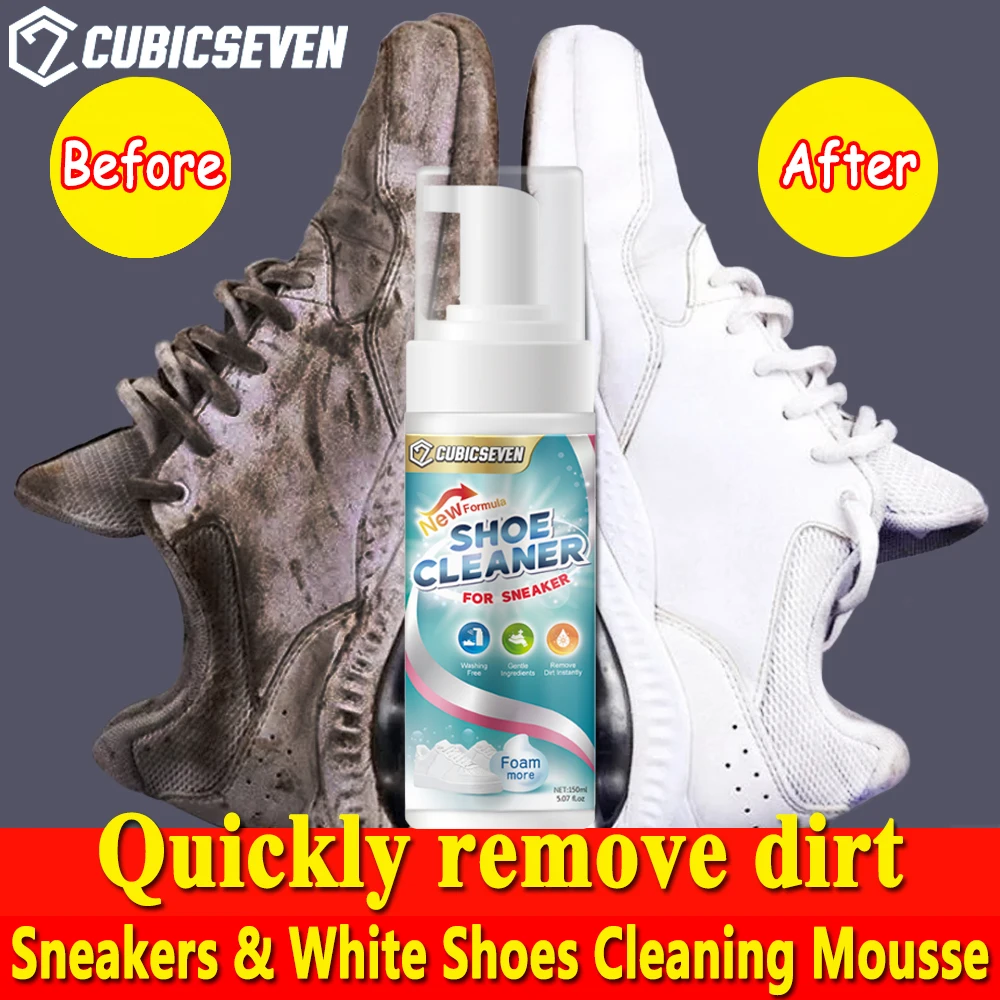 Cubicseven-blanqueador de zapatos de 150ML, blanqueador, pulido refrescante, espuma de limpieza de zapatos blancos, herramienta de limpieza, cuidado de zapatillas