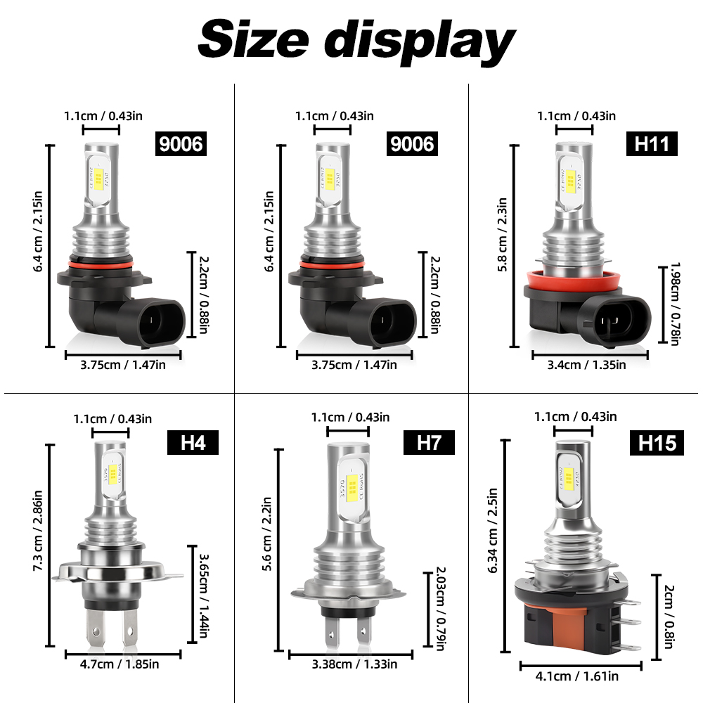 9005 HB3 9006 HB4 H11 H3 H4 H7 5202 880 881 6000K Branco Super Brilhante Farol Nevoeiro Lâmpadas CSP-Chips Alto/Baixo Feixe Plug & Play