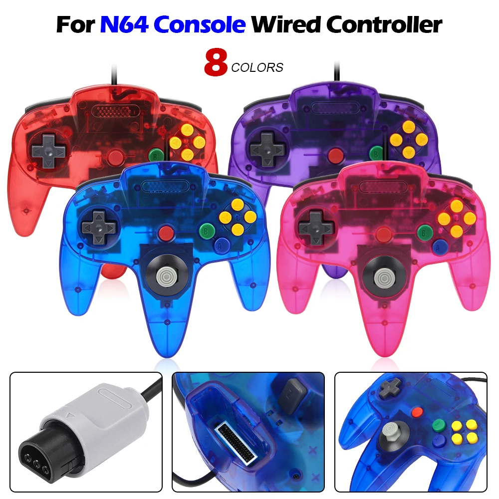 8 cores para controlador n64 clássico com fio controle remoto gamepad gaming joystick retro sistema de videogame para n64 console joyspads