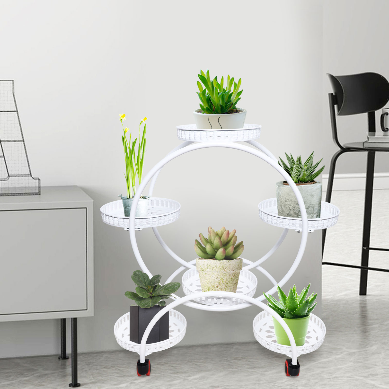 Supporti per piante in metallo Supporto per fiori da 6 vasi per patio, giardino, soggiorno, balcone ad angolo e camera da letto