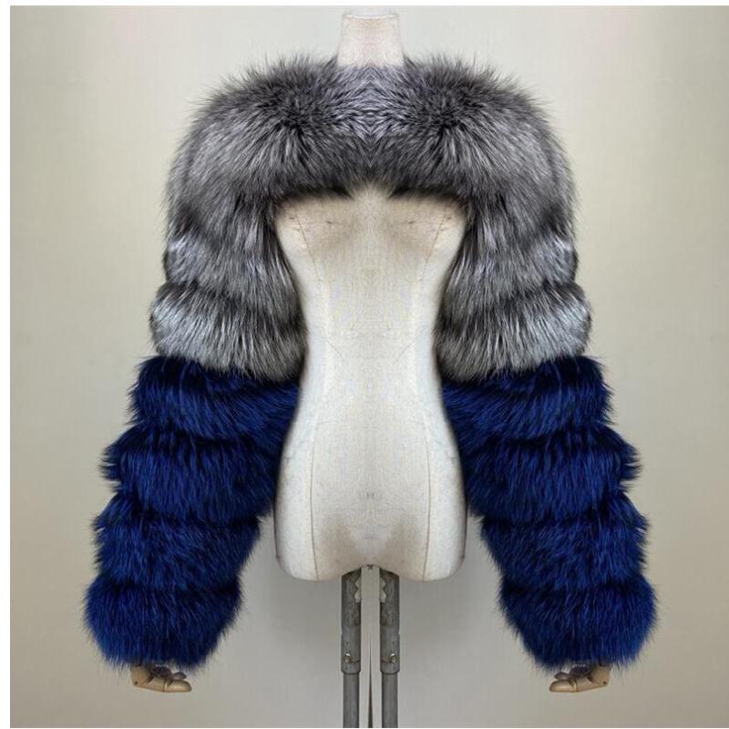 BEIZIRU echte bontjas voor dames, zilveren vos, rode vos, twee mouwen, 60 cm lengte, naakte mode