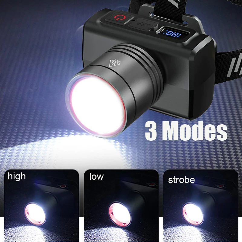 Linterna frontal recargable, luz frontal superbrillante con Sensor de movimiento, linterna frontal Led para cabeza, resistente al agua, para acampar al aire libre, intermitente