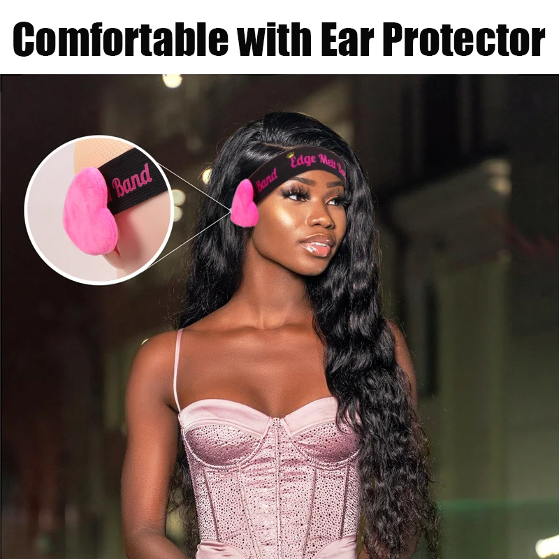 Headband elástico com tampa de orelha para perucas, faixa de fusão para perucas pretas, borda envoltório para estabelecer bordas, peruca headband, faixa de renda frontal