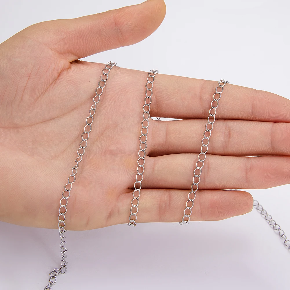 2 เมตรสแตนเลสสตีลโซ่ 2/3/4 มม.สร้อยคอโซ่สําหรับสร้อยข้อมือสร้อยคอ DIY เครื่องประดับทําอุปกรณ์