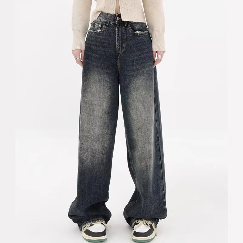 Neue Stil Y2K Baggy Jeans Frauen Streetwear Retro Mode Herbst Hohe Taille Hosen Lose Breite Bein Denim Hosen Femal