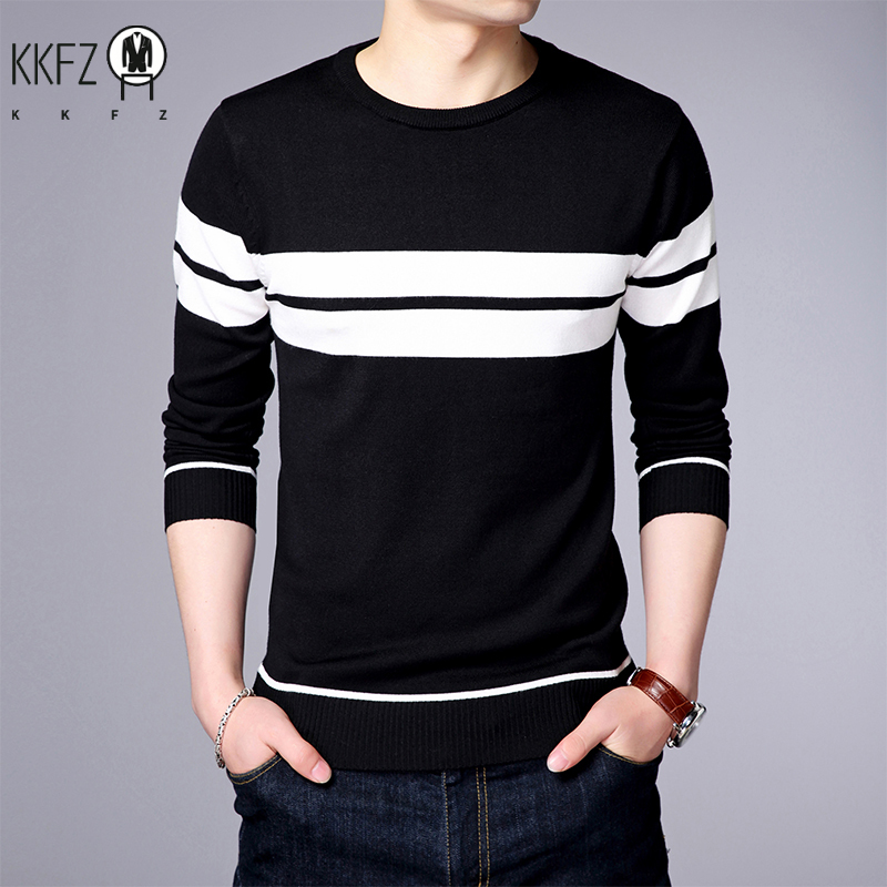 Novo masculino casual manga comprida listrado em torno do pescoço camisola de malha confortável moda respirável e versátil topo