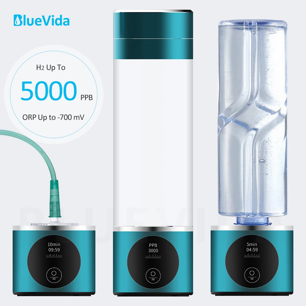 BlueVida ใหม่ 8th Generation NANO บํารุงฟื้นฟูเปลี่ยนสีผมพร้อมเคลือบเงาผมในขั้นตอนเดียวสีผมติดทนนาน 2 เดือนลดการหลุดร่วงของเส้นผมปลอดภัยไร้สารไฮโดรเจนขวด DuPont SPE/PEM Hydrogenator พร้อม H2 Inhaler-ปุ่มสัมผัส