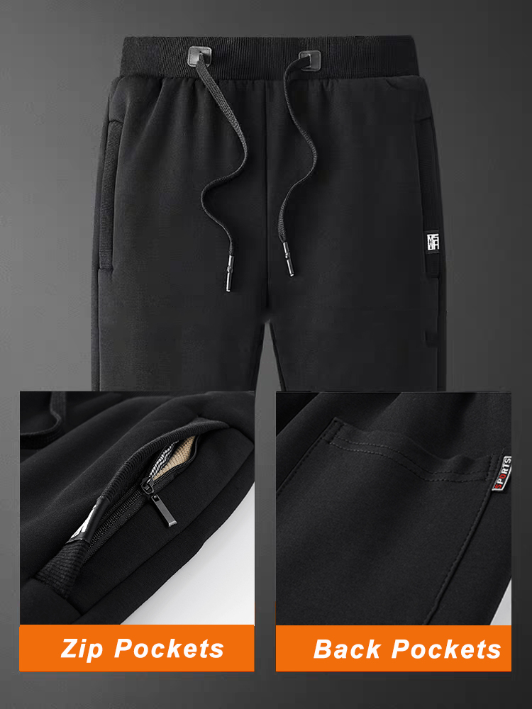 ฤดูหนาวผู้ชาย Sweatpants หนาขนแกะ Joggers กีฬากระเป๋าซิปผ้าฝ้ายสบายๆกางเกง PLUS ขนาด 6XL 7XL 8XL