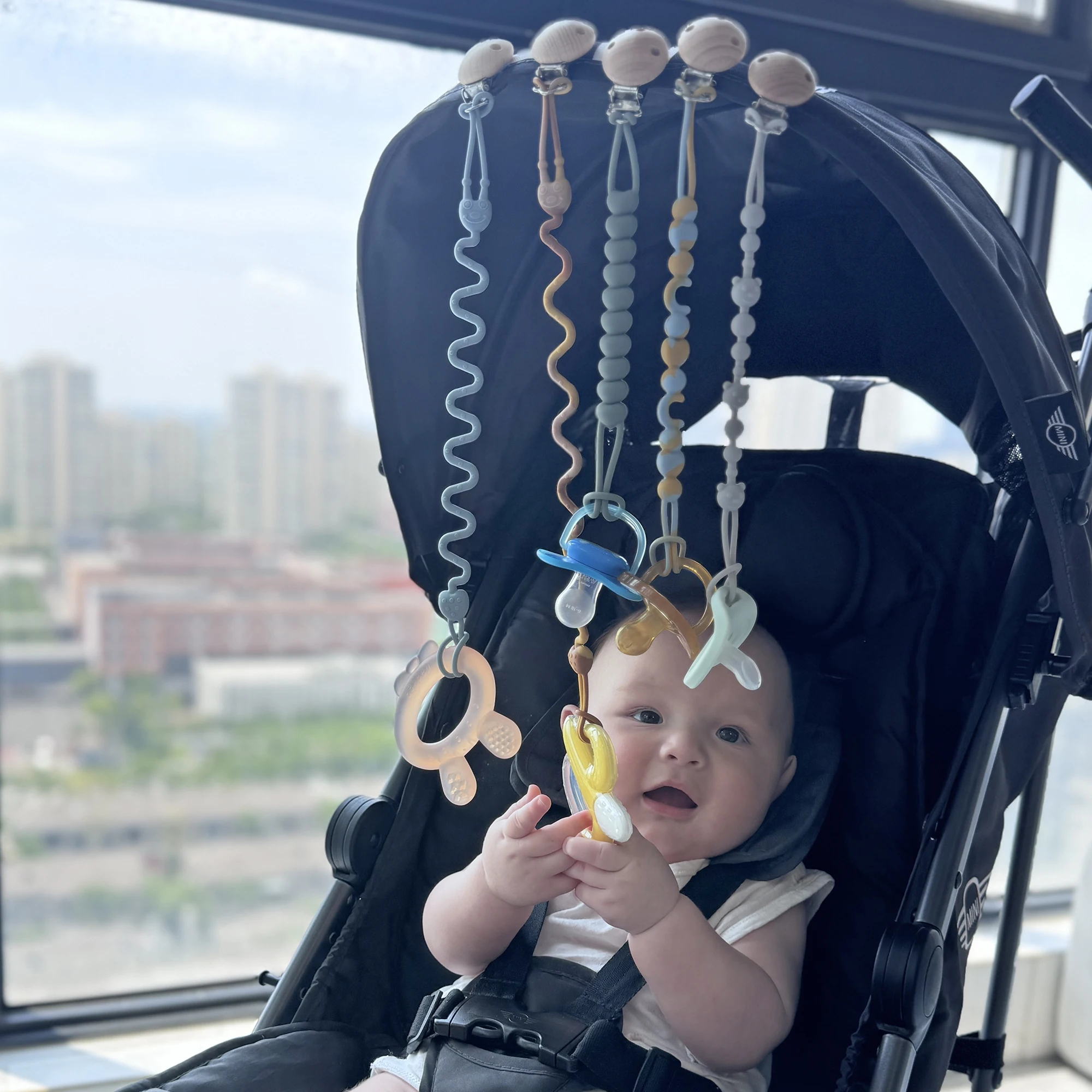 Soothing Pacifier Anti-CHAIN รถเข็นเด็กทารก Teether Anti-loss CHAIN เด็กซิลิโคน Pacifier คลิปของเล่นกัดกาว Lanyard