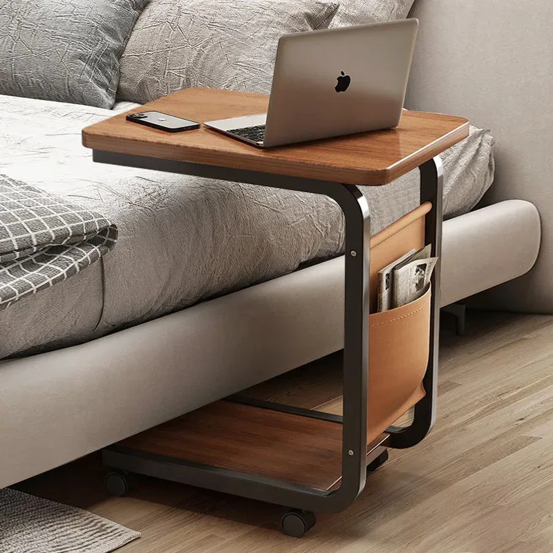 2 Tiers Small Size Corner Table For Couch With Wheels And Bed Modern Style Laptop Table In Living Room Bedroom