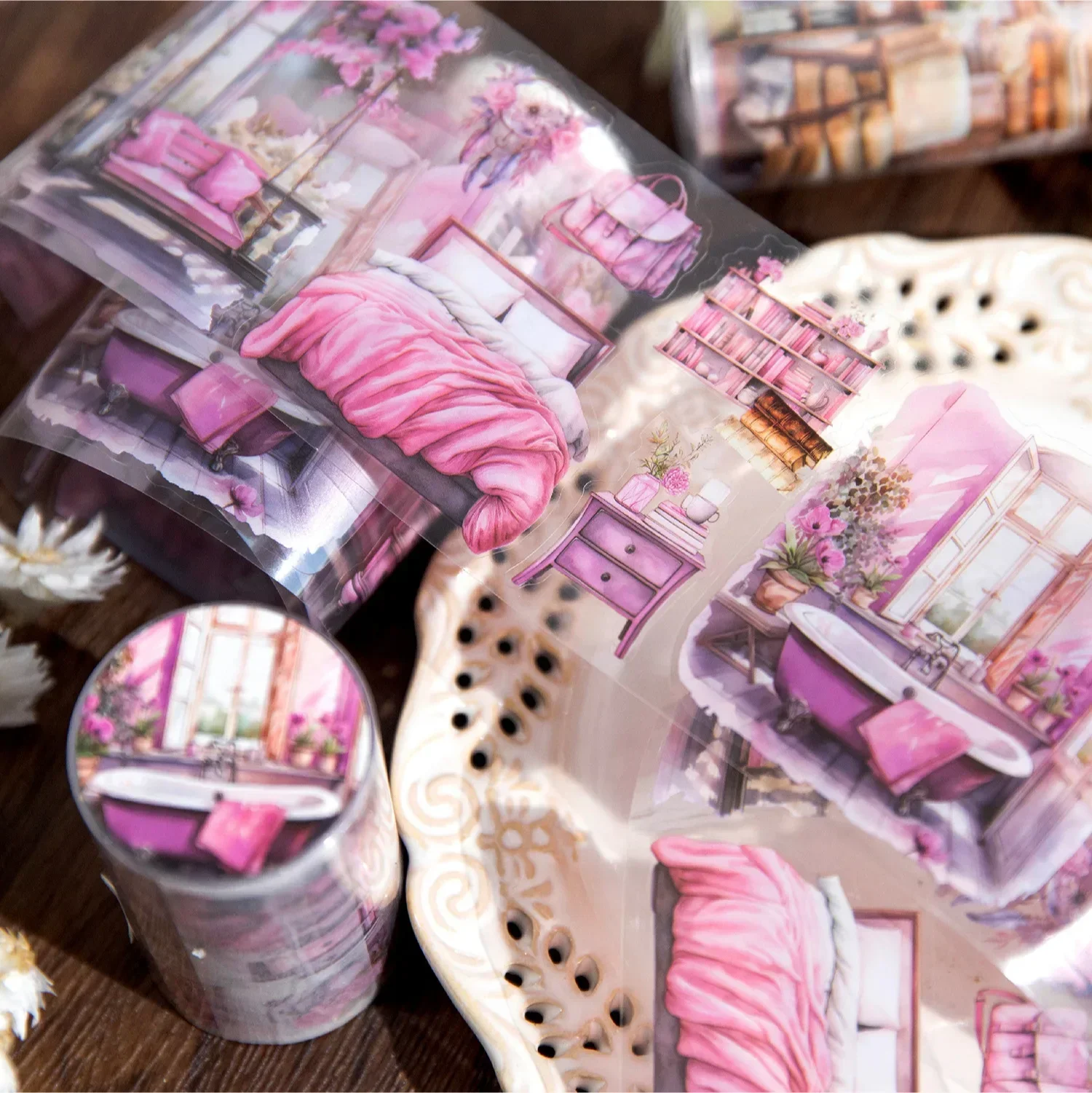 2M/Roll PET cartoon girl  supplies diary tape scrapbook stickers aesthetic decoration manual stationery