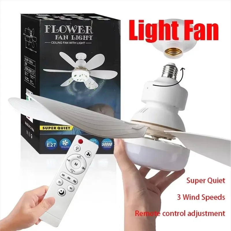 E27 con control remoto LED 30W Función de atenuación de luz de ventilador de techo Adecuado para sala de estar Estudio y uso doméstico 85-265V