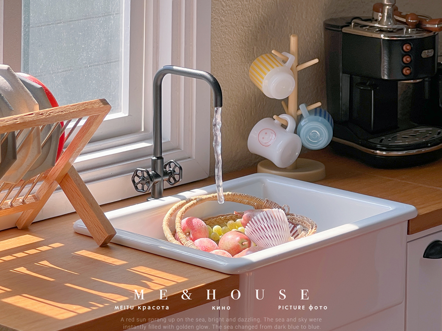 1/6 bjd ob11 muebles para casa de muñecas en miniatura Mini modelo cocina DIY fregadero/fregadero/grifo