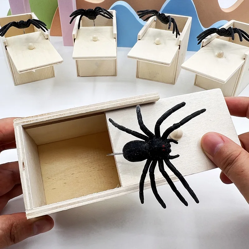 Spider Scare Prank กล่อง Pop Out ยางแมงมุมไม้ Scare กล่องเกมเด็ก Surprise Joke Prank Trick ของเล่นเด็ก Hallowe ของขวัญ