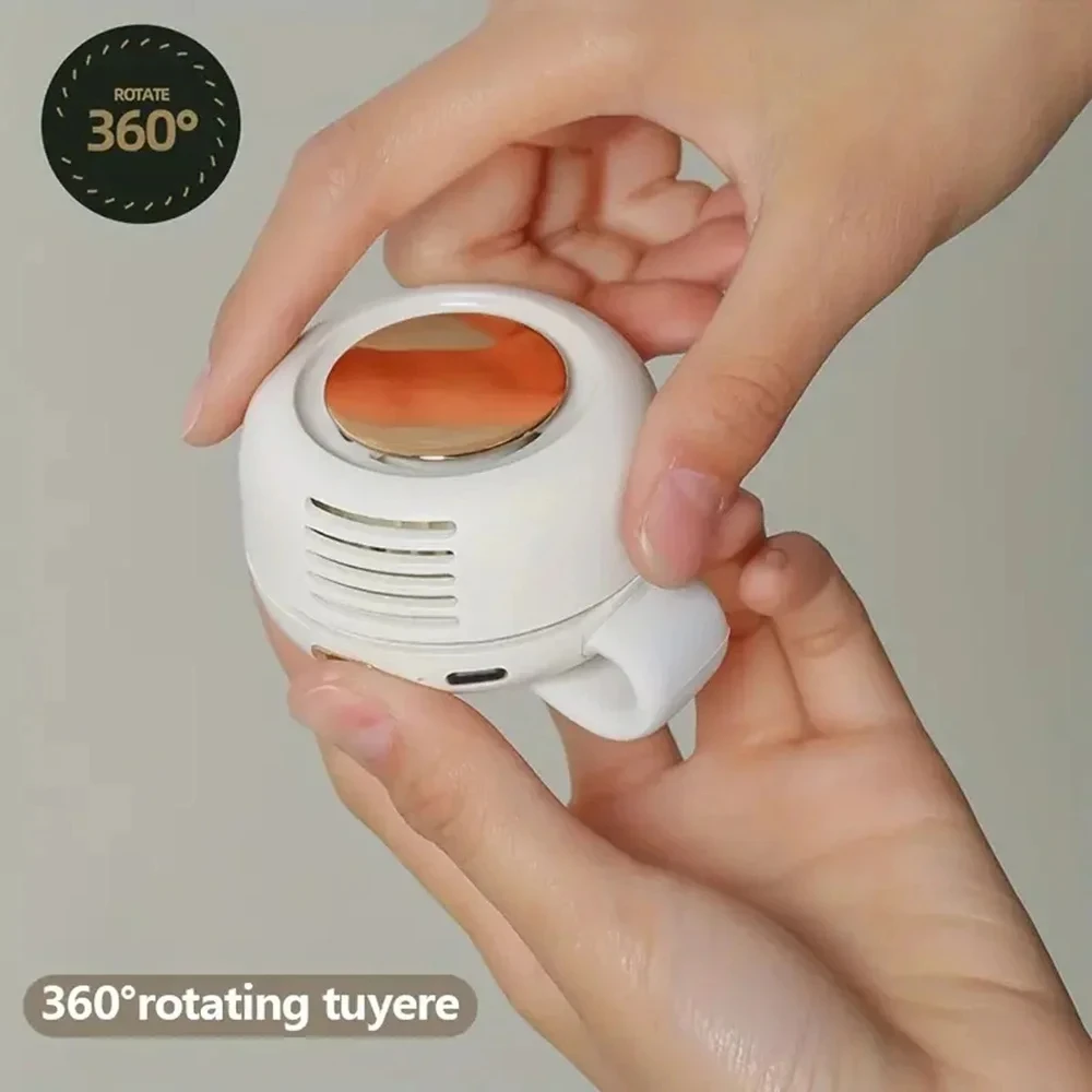 Ventilador redemoinho sem folhas com design de botão portátil, carregamento USB, mini ventilador portátil silencioso para casa e viagens ao ar livre