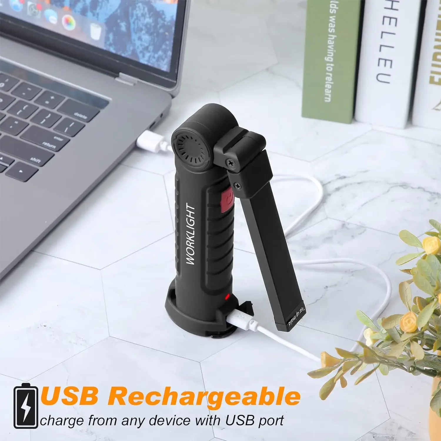 1-6PC Work Light Magnetic Base Hook Rechargeable 360°Rotating Portable Handheld Flashlight For Working Repairing Outdoor Camping