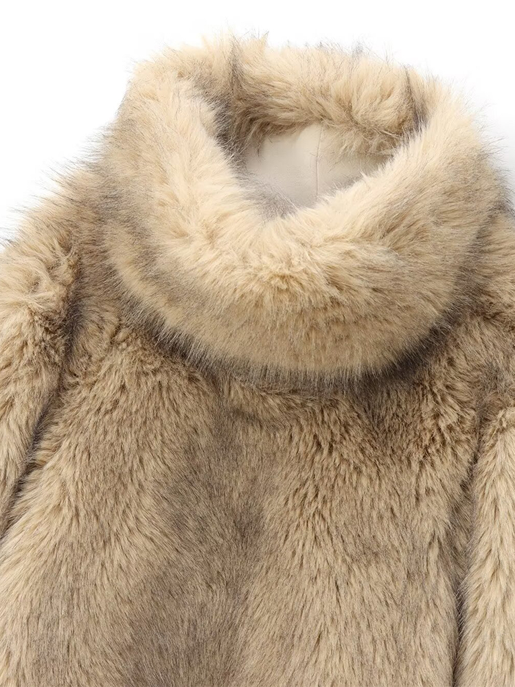 Estilo europeu e americano feminino outono e inverno nova moda all-match efeito de pele artificial moletom