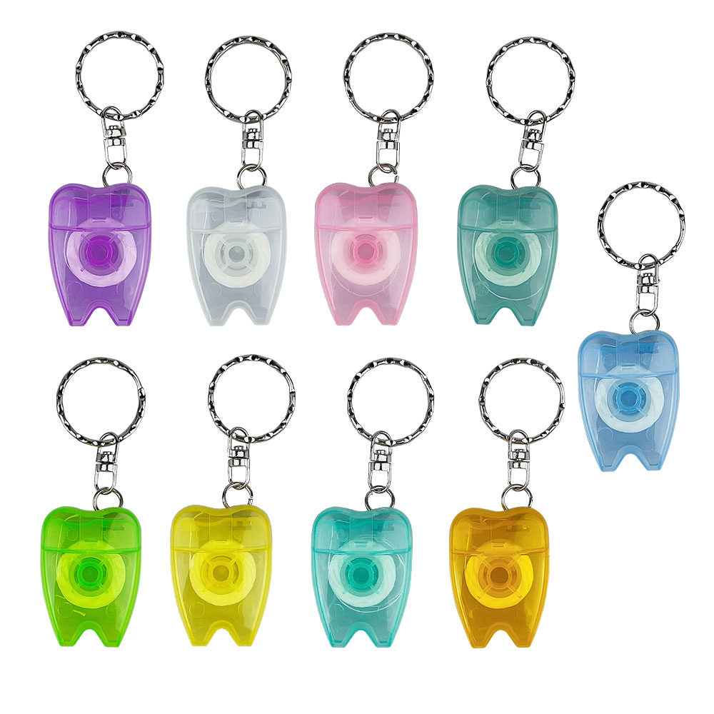 50/100 Stück Zahnseide mit Schlüsselanhänger für Zahnfleischpflege, Zahnreinigung, Mundpflege, Zahnform, Zahnschmuck, Schlüsselanhänger