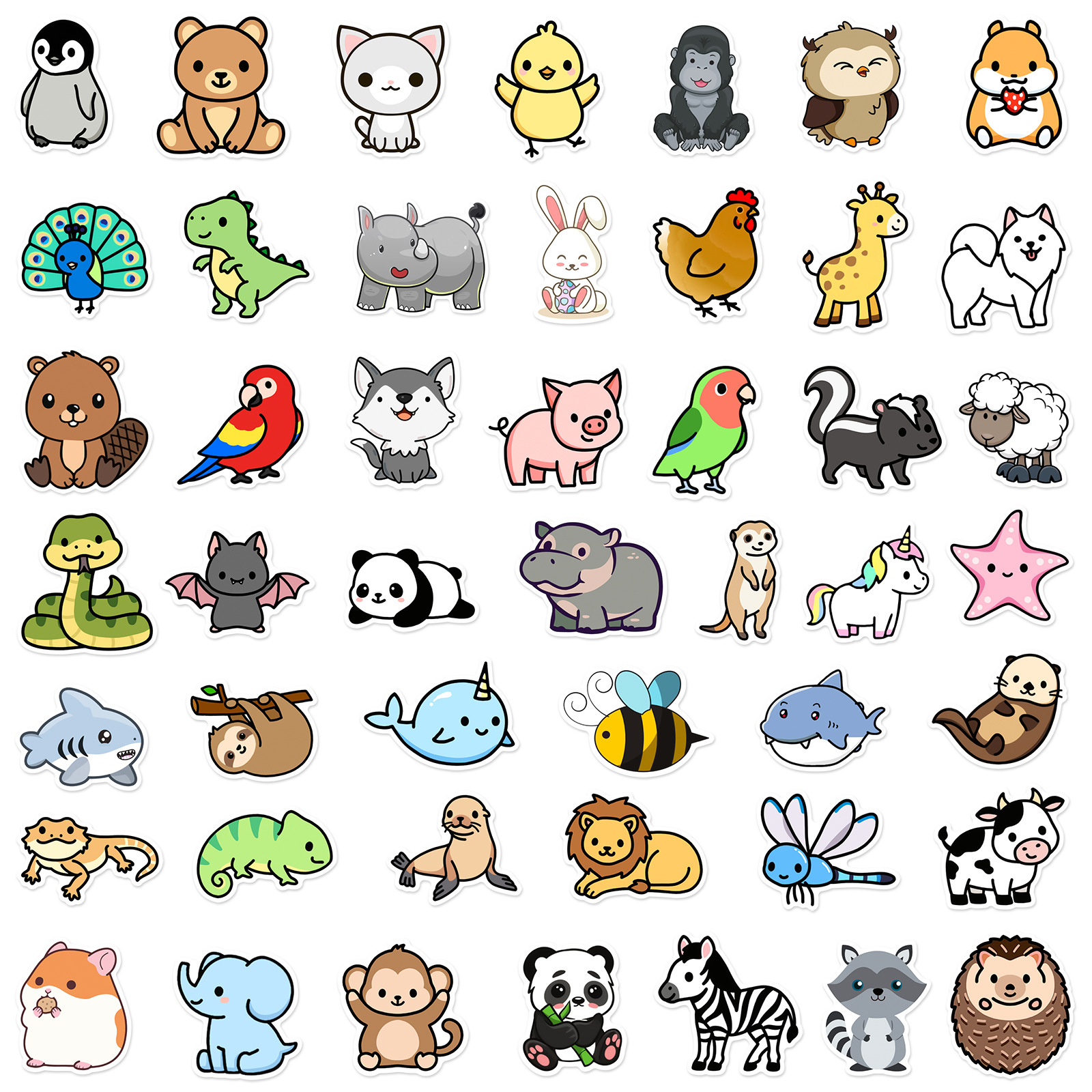100 個かわいい漫画の動物ミックス落書きステッカー DIY 電話ギターラップトップノートブックスーツケースカップ防水ステッカー子供のおもちゃ