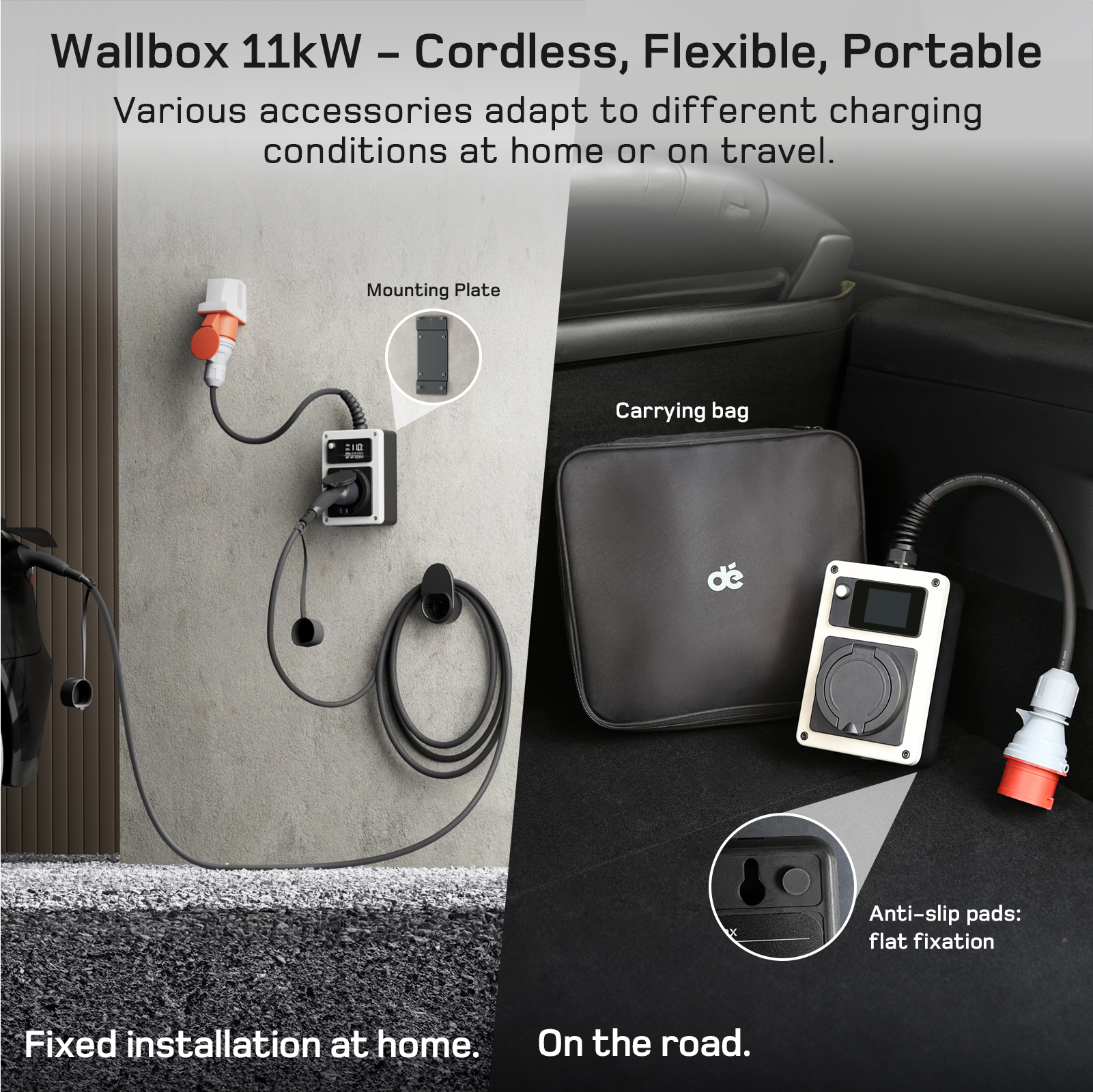 dé Wallbox con App  11kW 22kW  Cargador EV de enchufe CEE a Tipo 2 16A 32A Control RFID trifásico Cargador vehículo eléctrico