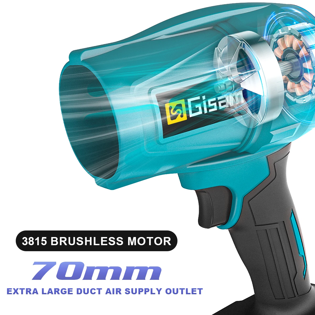 GΣ Bürstenloser elektrischer Turbogebläse, Strahlventilator, 200 m/s, kabelloses Laubbläser, Staubblasen-Elektrowerkzeug für Makita 18 V-Batterie-Stift