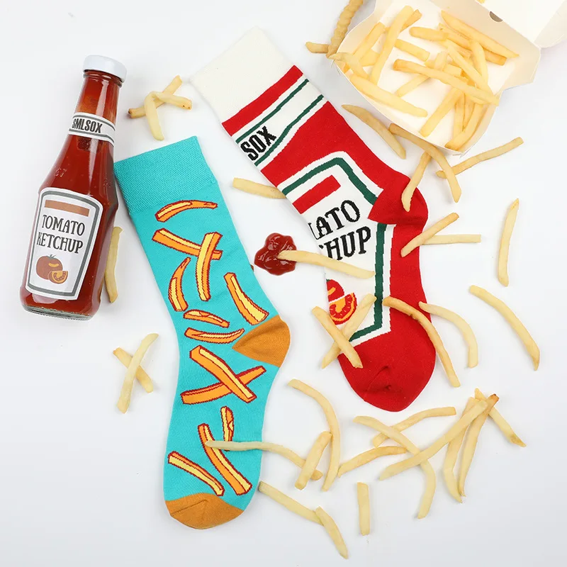 1 par de calcetines originales AB Tide para hombre y mujer, calcetines coloridos con flores, frutas, calcetines de algodón de caramelo, regalos diarios para reunirse a un amigo