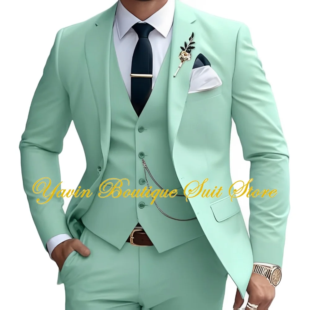 Formalny garnitur męski Niestandardowy smoking ślubny Slim Fit Groomsmen 3-częściowe garnitury Pełny zestaw Bankietowe garnitury dla pana młodego