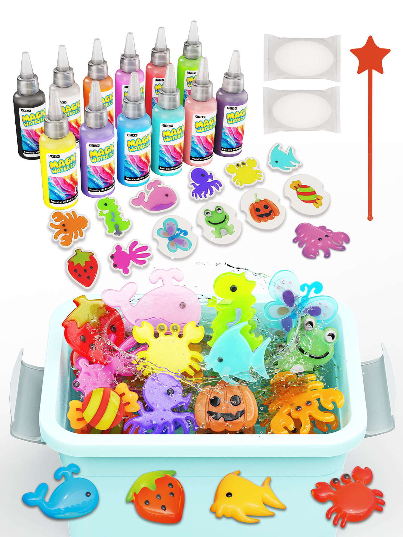 Lustiges wissenschaftliches Experimentierset, DIY magischer 3D-Wasserelfe, Graffiti-Malerei, schwimmendes Spielzeug
