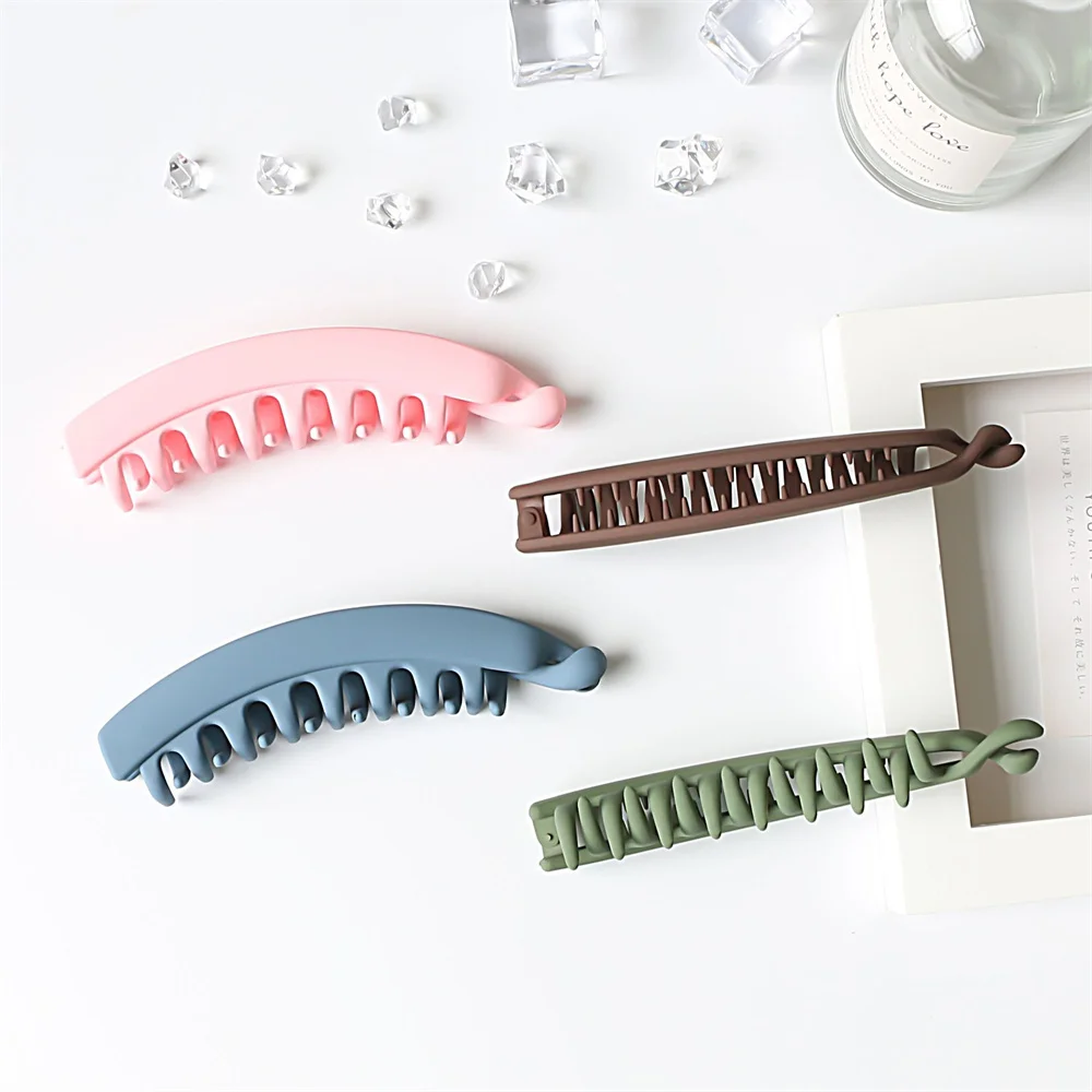 2021 Frosted Kẹp Tóc Màu Chuối Kẹp Nữ Phụ Kiện Tóc Thời Trang Đuôi Ngựa Barrettes Vuốt Tóc Kẹp Tóc