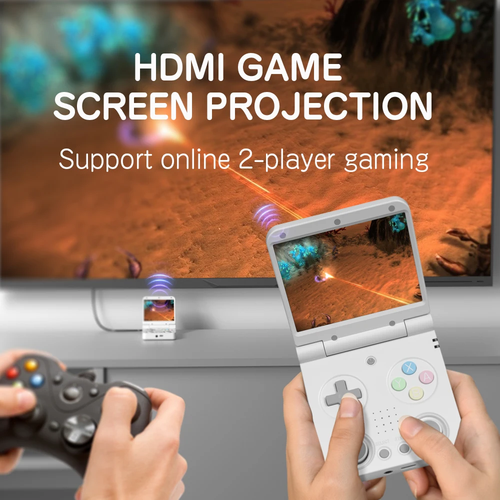 MIYOO Flip V2 Handheld Game Console 3.5''IPS Screen Retro Compact Portable Game Machine for On-the-Go Entertainment Players Gift