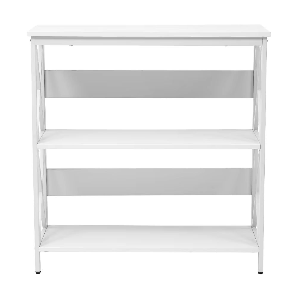 White Open Storage Wooden Bookcase