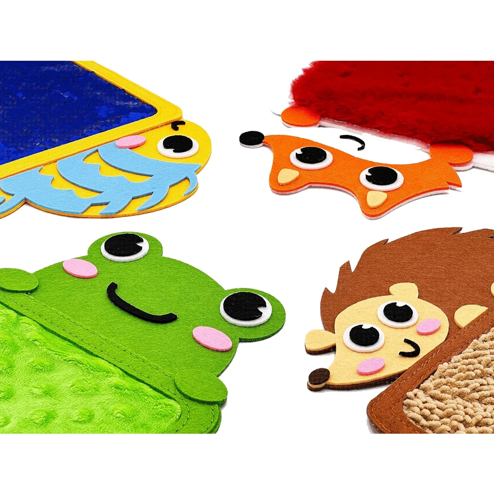 Felt Sensory สําหรับเด็กออทิสติกการ์ตูนสัตว์ความรู้ความเข้าใจกระเบื้อง Textured Pads พัฒนาการการศึกษาก่อนวัยเรียนของเล่น