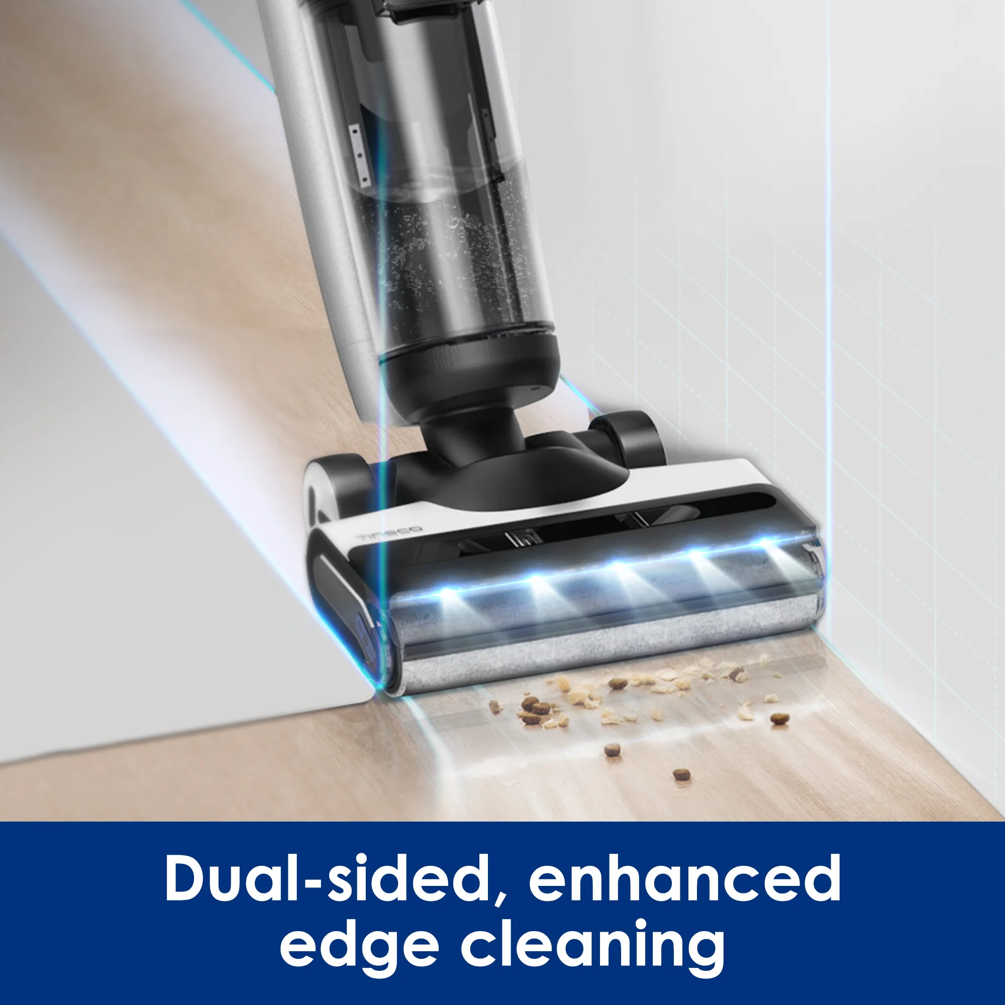 Tineco FLOOR ONE S7 FlashDry Inteligentny bezprzewodowy odkurzacz na mokro i sucho do lepkich wiadomości 158. ℉ Suszenie lampy błyskowej na gorące powietrze Dwustronne czyszczenie krawędzi