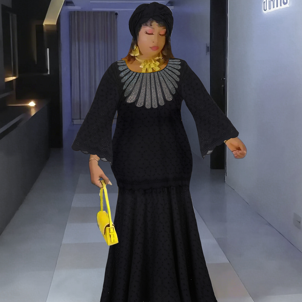 Vestidos de fiesta africanos de talla grande para mujer Dashiki Ankara vestido de noche de encaje Abayas bata caftán musulmán Maxi vestido largo 2025