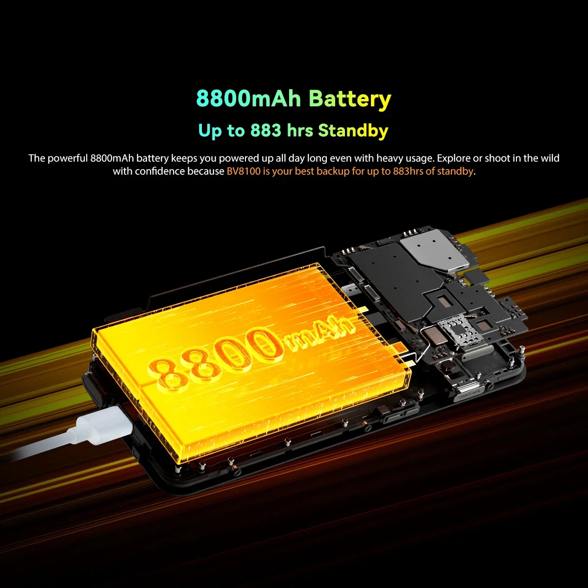 Smartphone robusto Blackview BV8100 24Go + 256Go 8800mAh "6,5 K 120Hz 50MP Android 14 IP68 NFC GPS (lâmpada de bolso)